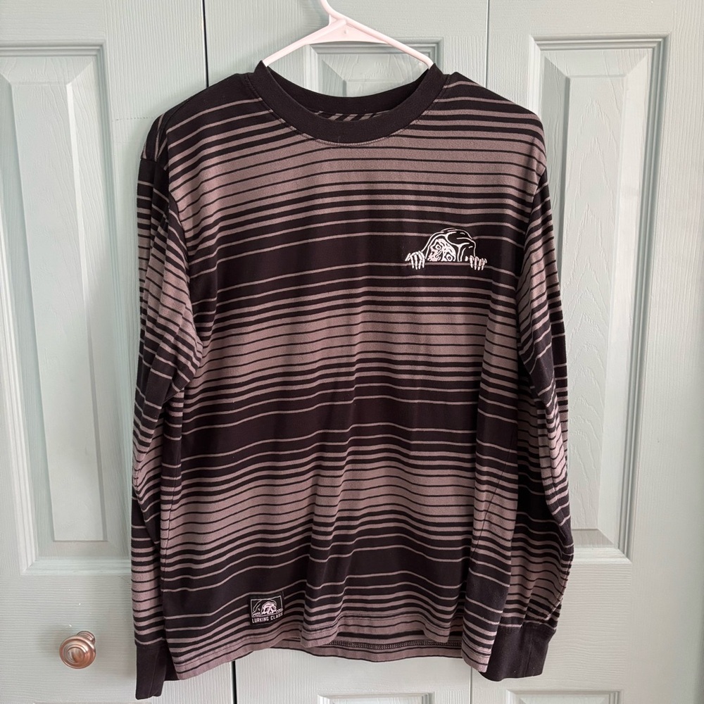 Black and Grey Long Sleeve Tee Lurking Class Cotton
